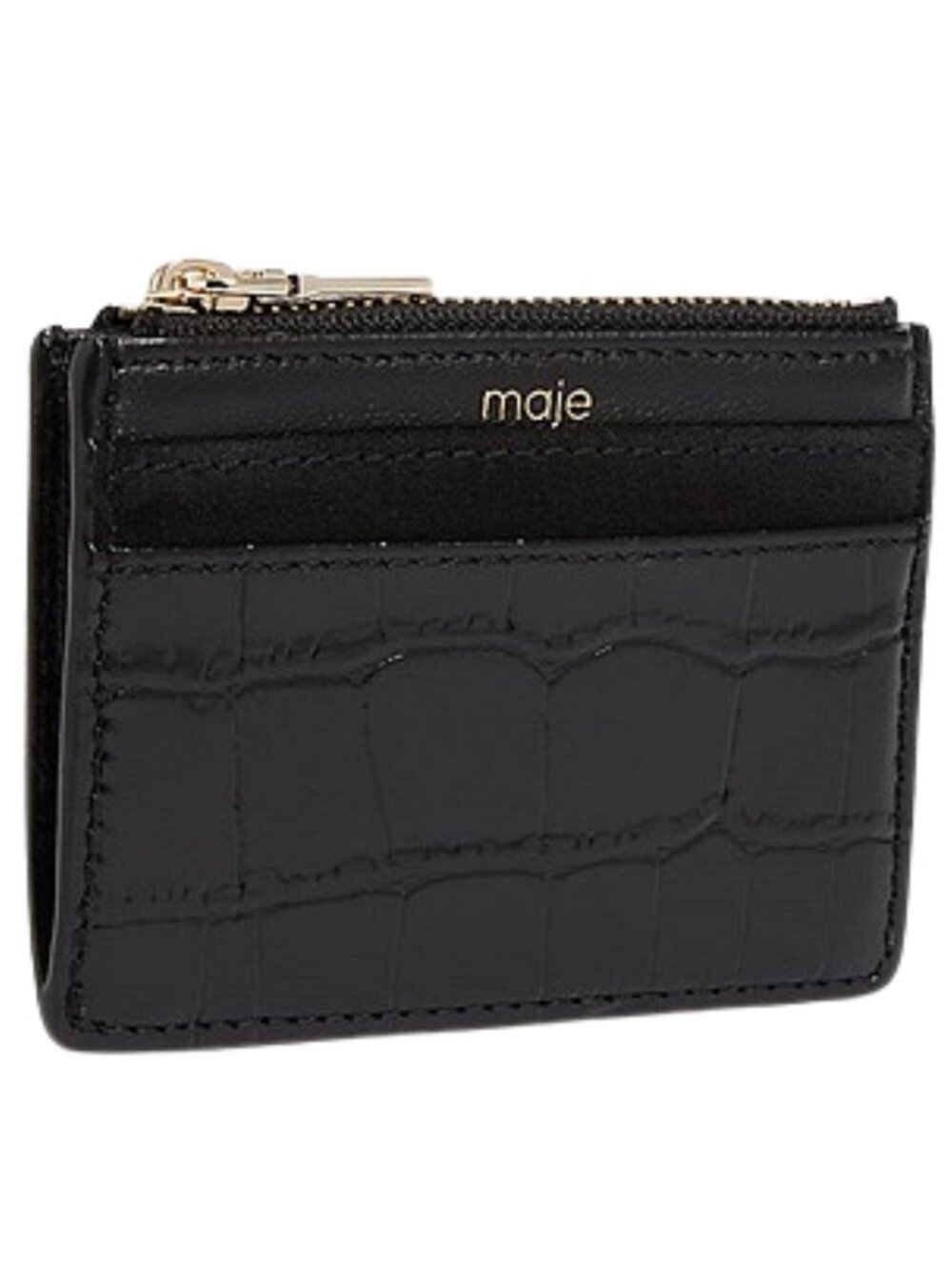 Maje Embossed Crocodile Leather Card Holder - Picture 2 of 4